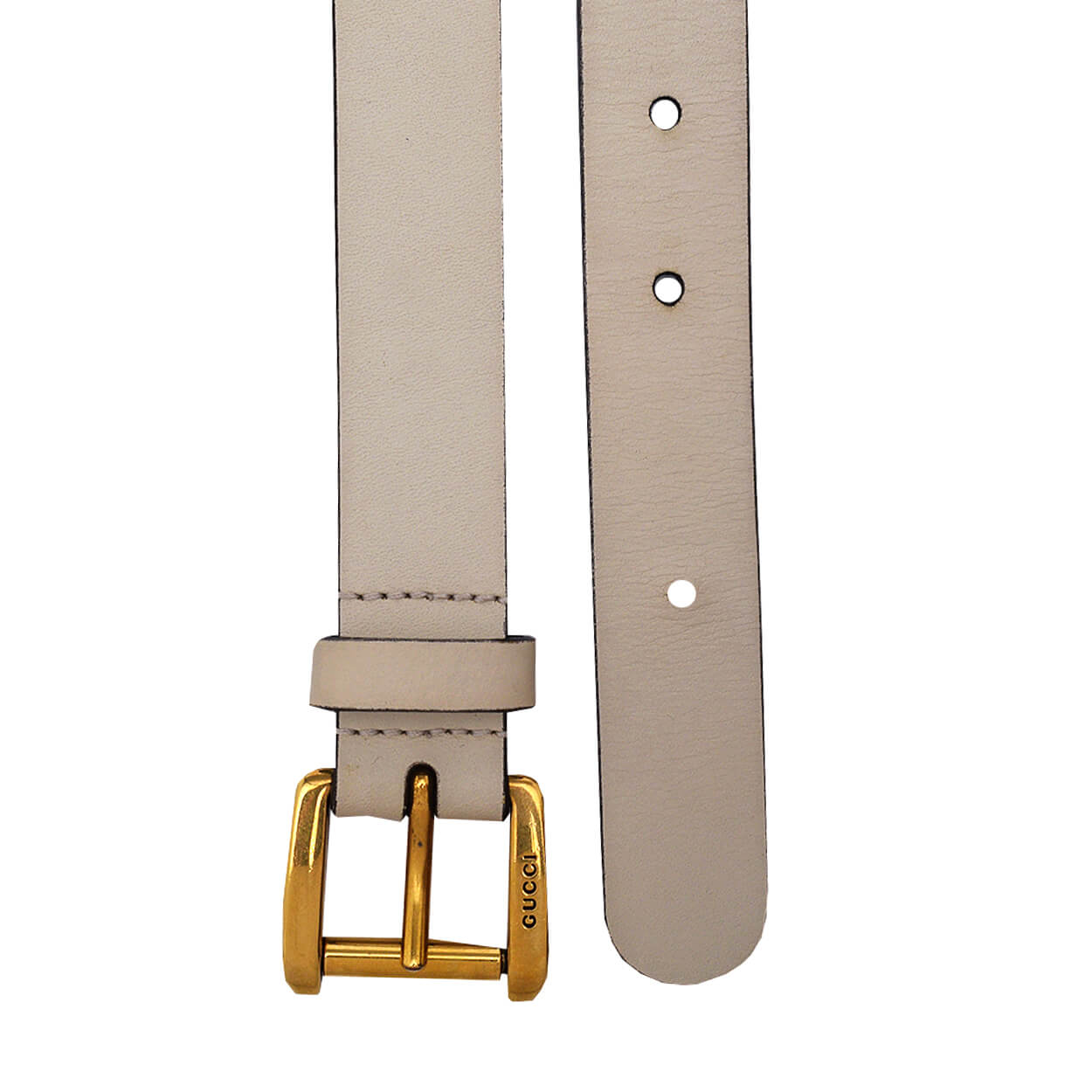 Gucci - Cream Leather Classic Buckle Belt